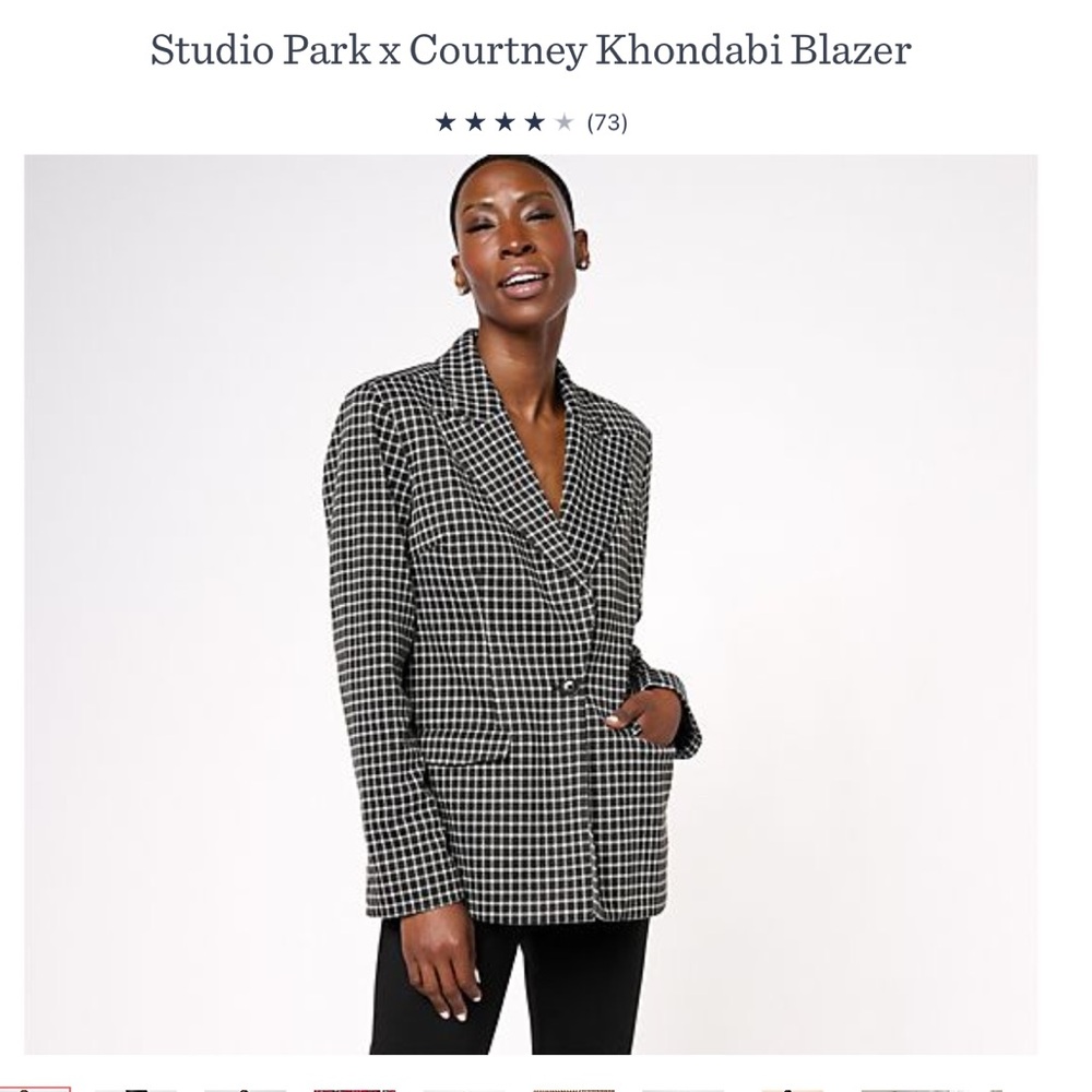 Studio Park Courtney Khondabi Blazer, Black check, Medium